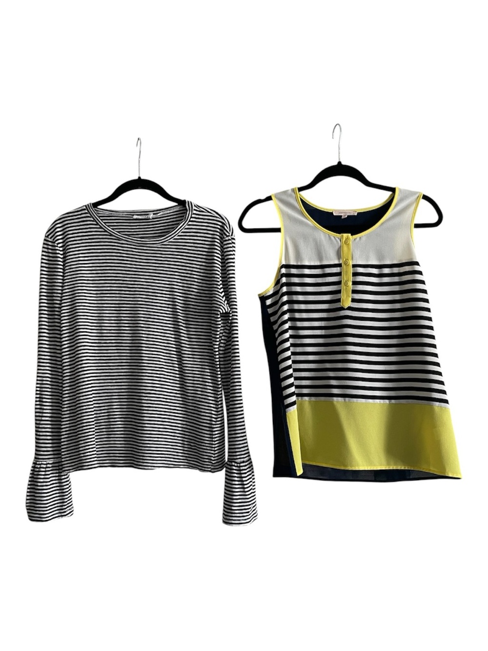 2 Fer's! - Frame - Women’s Black & White Striped Tank with 2nd item Hawthorn Top